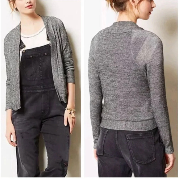 Deletta | Metallic Open Front Cardigan Sweater - Picture 2 of 8